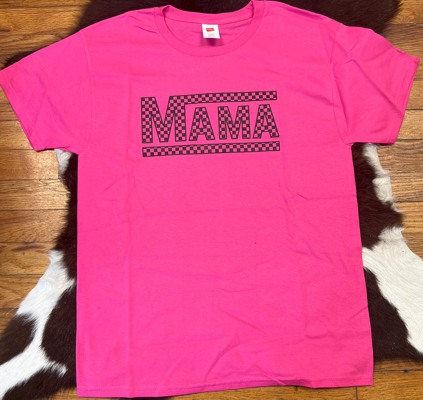 Mama Checkered Print T-shirt